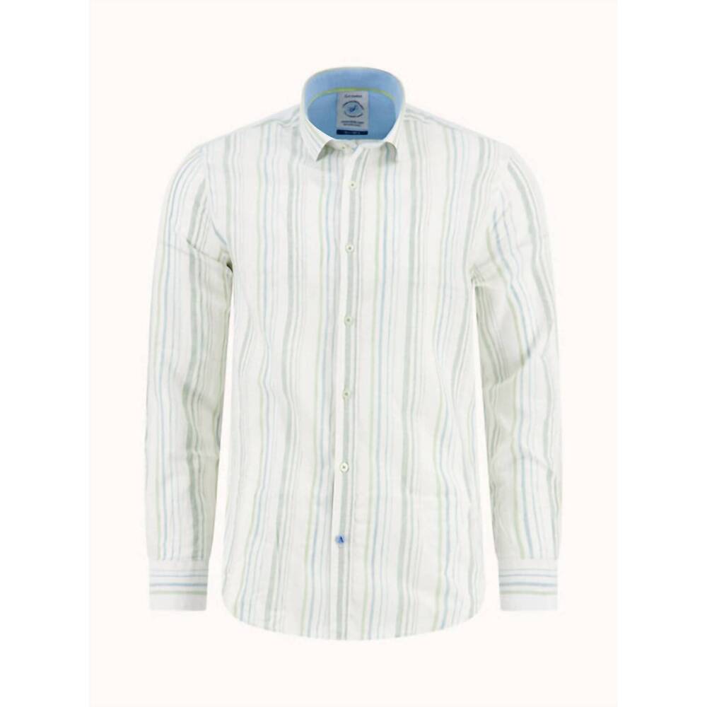 NEW A FISH NAMED FRED men's double stripe shirt in light green